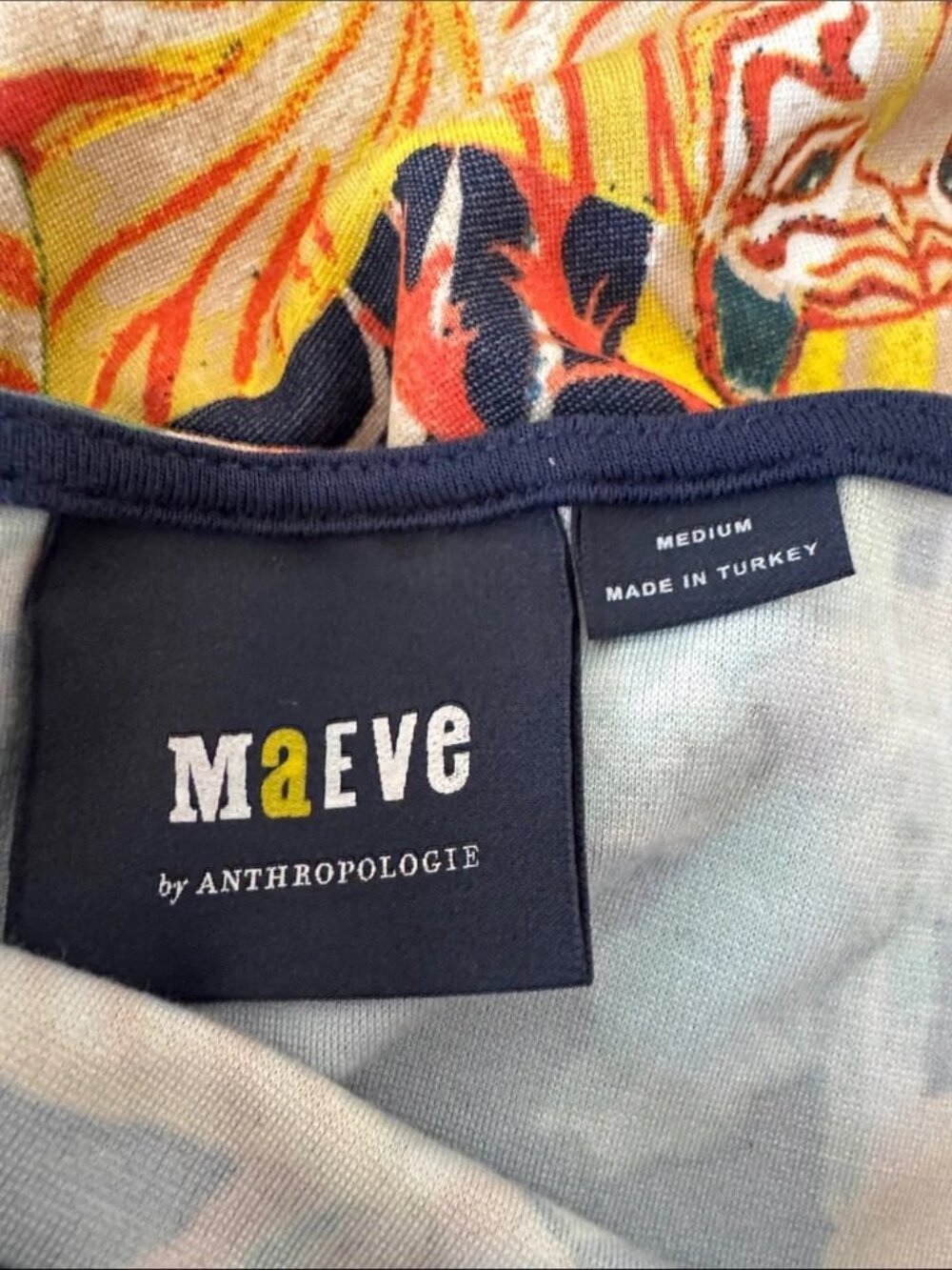 Anthropologie Maeve Tiger Jungle Print Off Shoulder Knit Top M Tropical Peplum - Picture 6 of 8